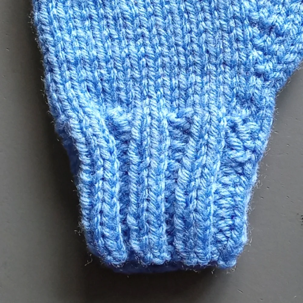 Handmade Handknit Children's Light Sky Blue Mittens Toddler 3T